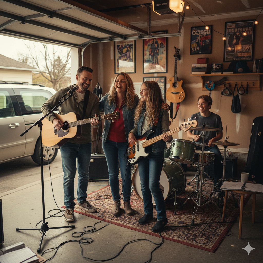 Thompson Family in home studio